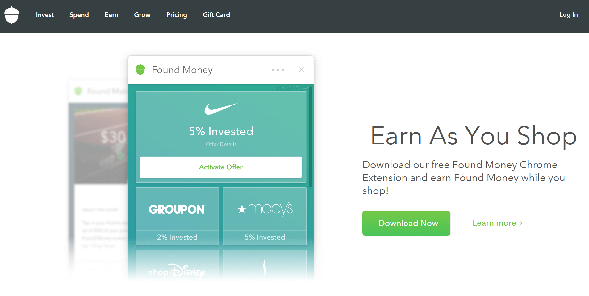 Earn as you shop Earn as you shop
